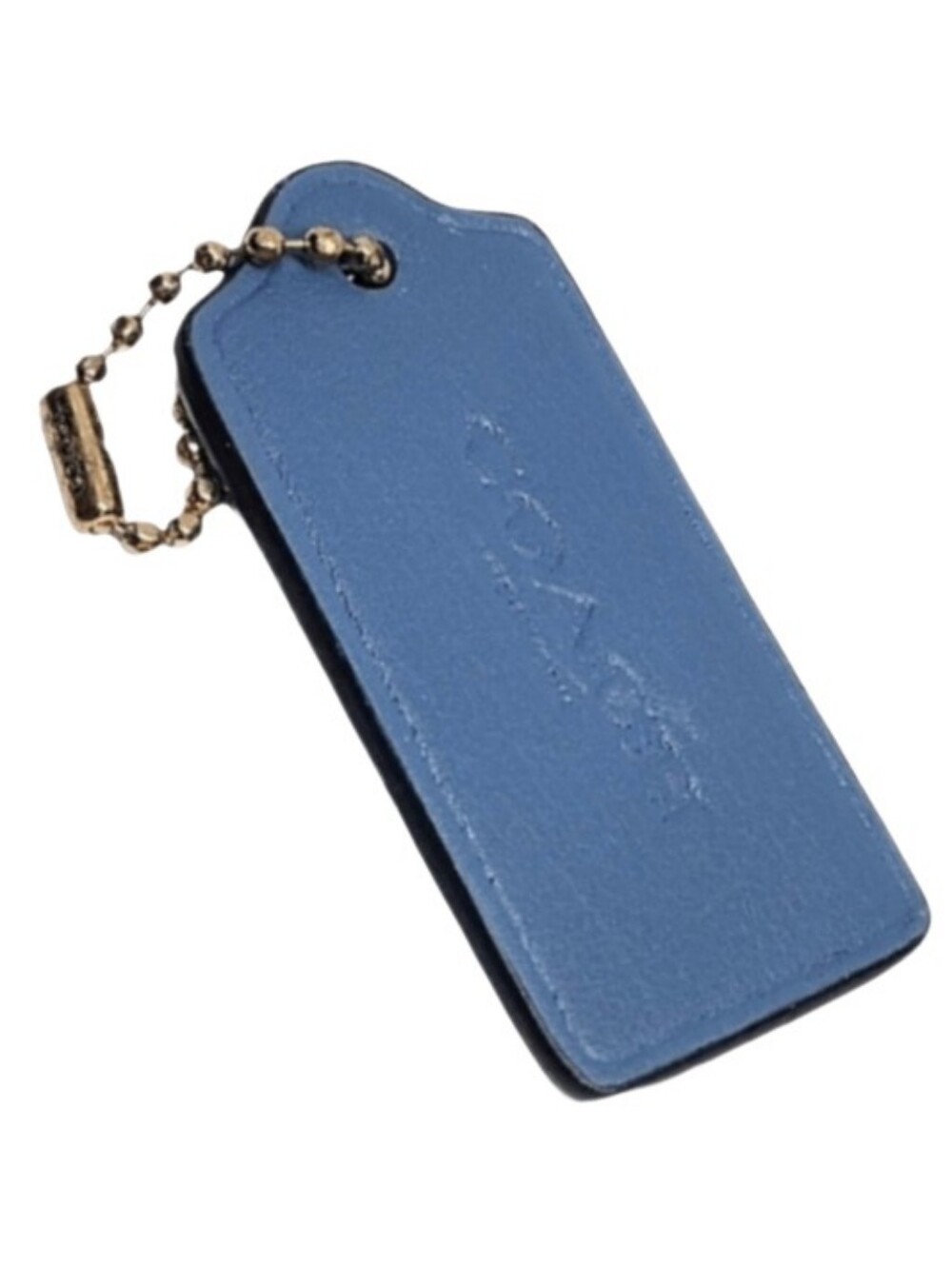 🌀 Med Coach 2.25" Moonlight Blue Smooth Leather Hangtag Bag Fob Charm Keychain